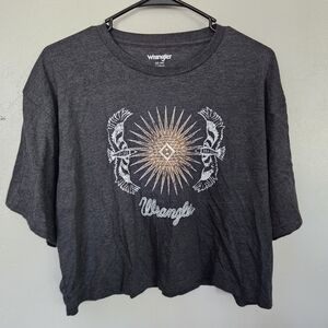 Wrangler Women's Small Oversized Dark Gray Sunburst Tee Short Sleeve Thunderbird